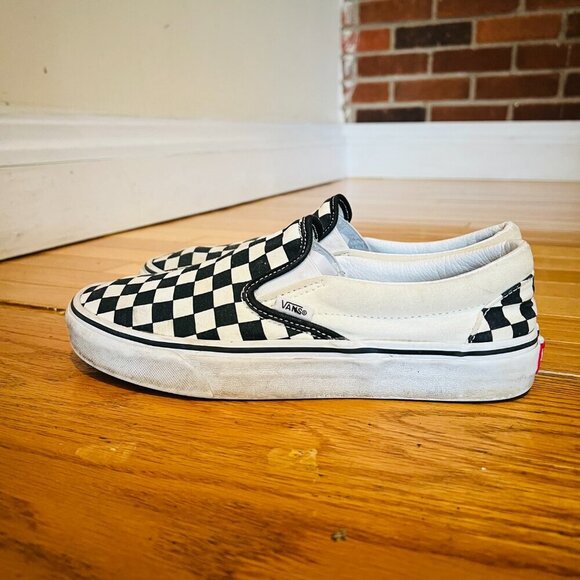 RARE🔥 VANS Classic Slip On Checkerboard Racing Flag White Black Sz 7. Mens Shoe - Picture 13 of 16